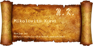Mikolovits Kund névjegykártya